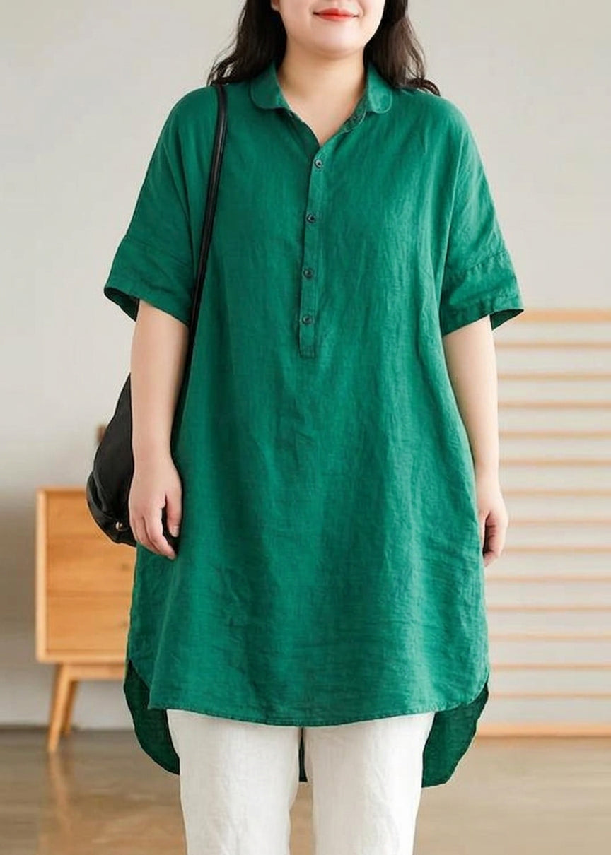 Mabel | Linen High-Low Collared Shirt Dress