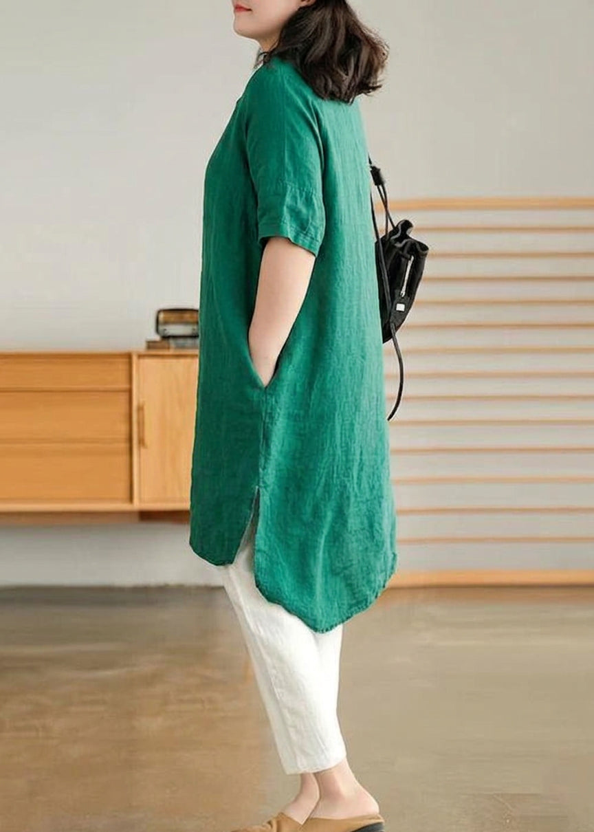 Mabel | Linen High-Low Collared Shirt Dress