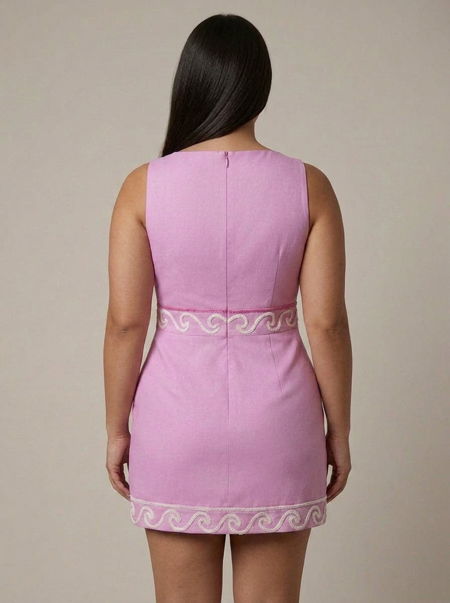 Blake | Damask Boat Neck Mini Dress