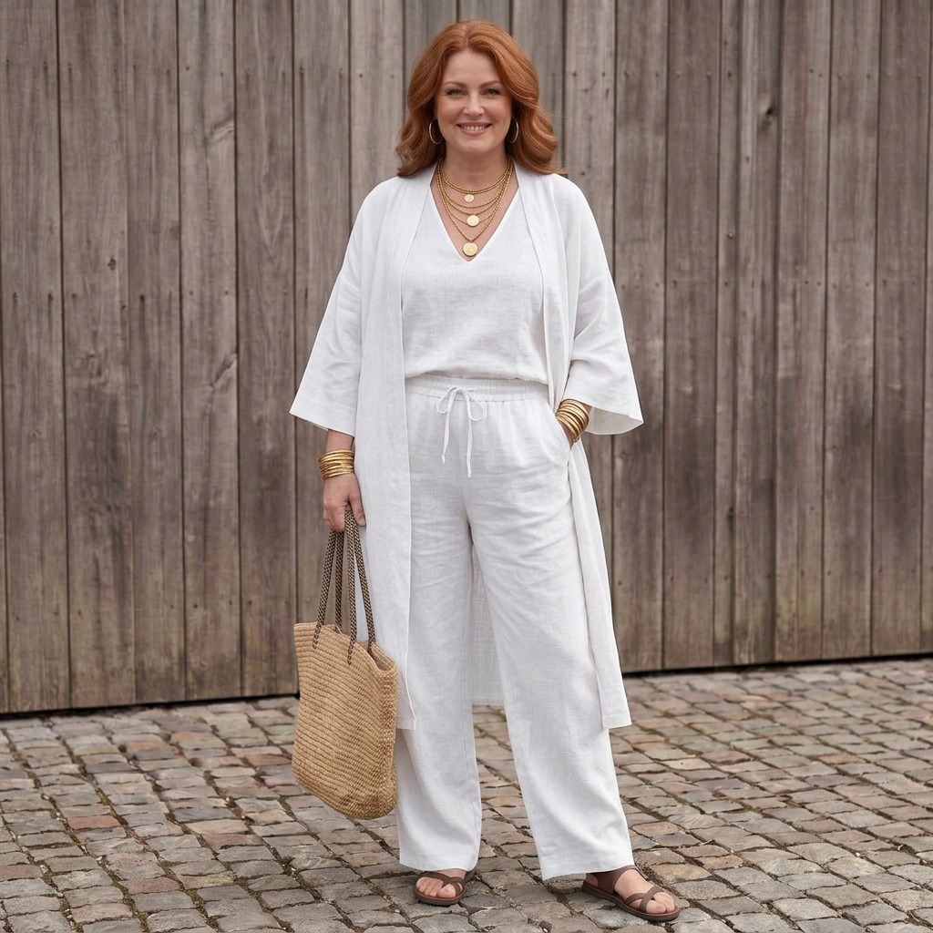Annie | Linen V-Neck Two-Piece Set