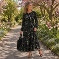 Autumn | Floral Round Neck Maxi Dress