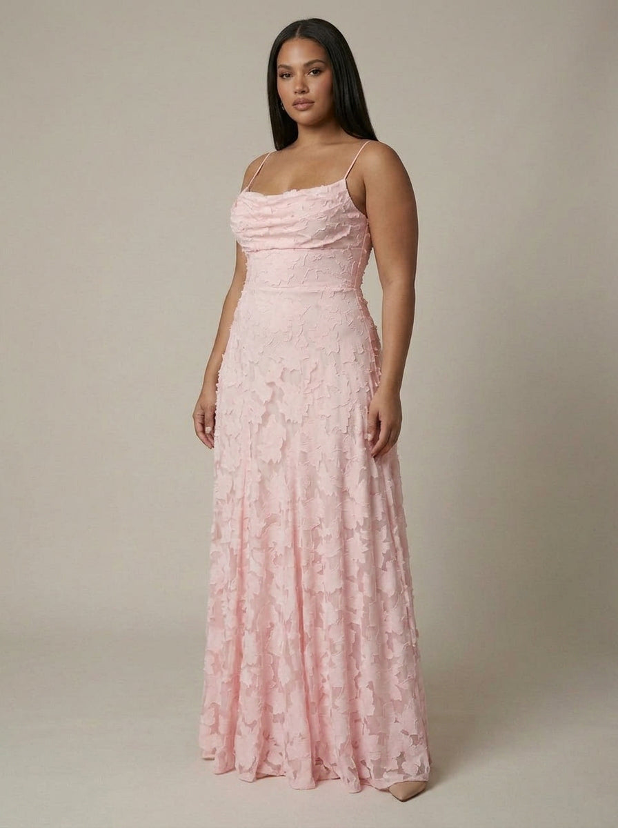 Fallon | Lace Floral Cowl Neck Maxi Dress