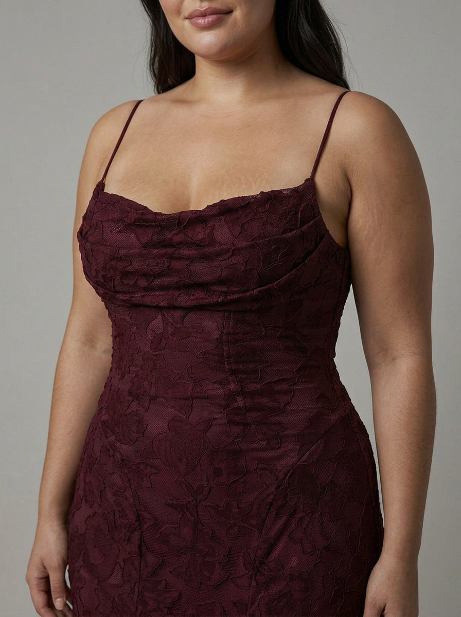Fallon | Lace Floral Cowl Neck Maxi Dress
