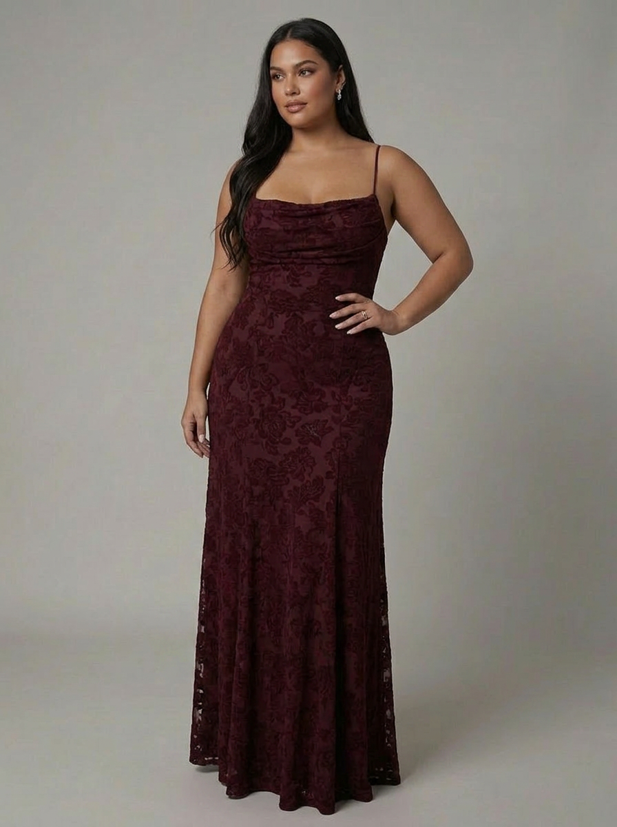 Fallon | Lace Floral Cowl Neck Maxi Dress