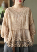 Iris | Mesh Embroidered V-Neck Shirt
