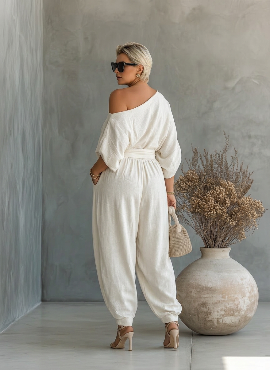 Lisa | Linen Off-Shoulder Two-Piece Set