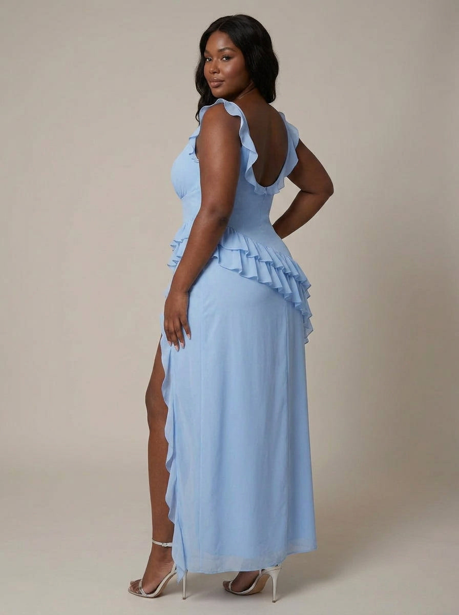 Daphne | Chiffon Square Neck Maxi Dress