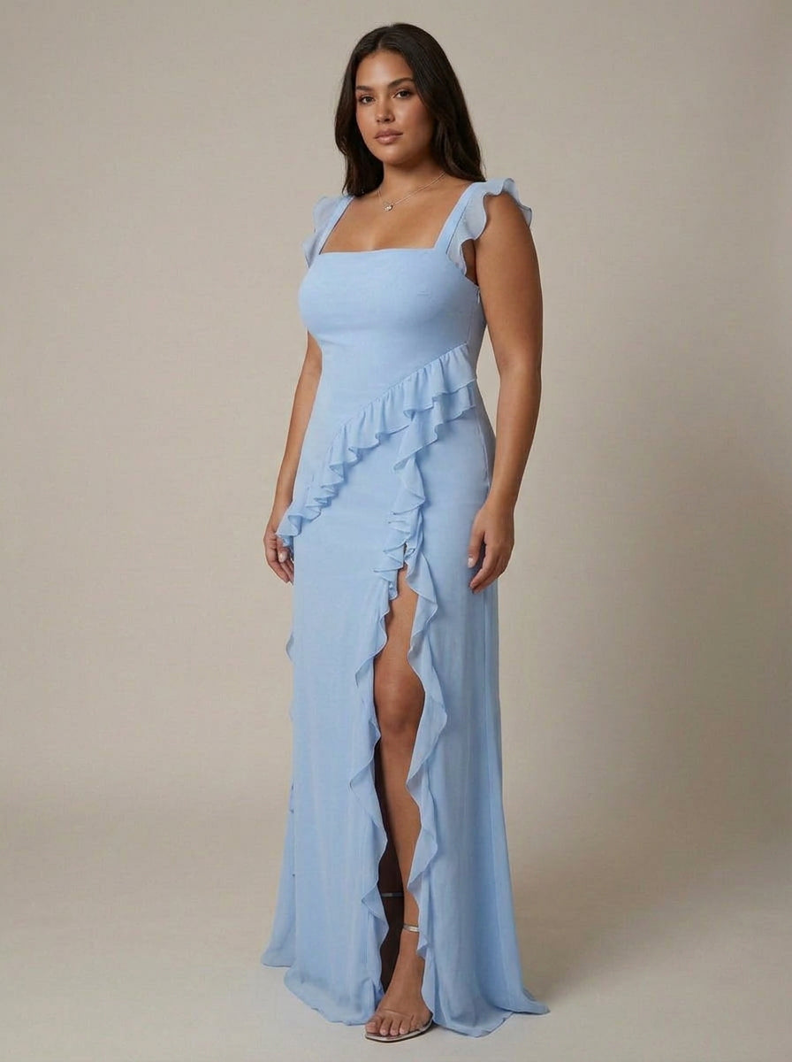 Daphne | Chiffon Square Neck Maxi Dress