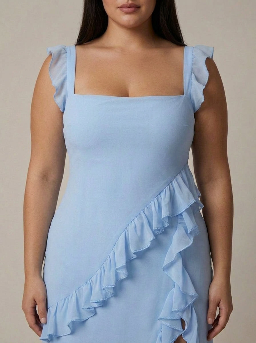Daphne | Chiffon Square Neck Maxi Dress