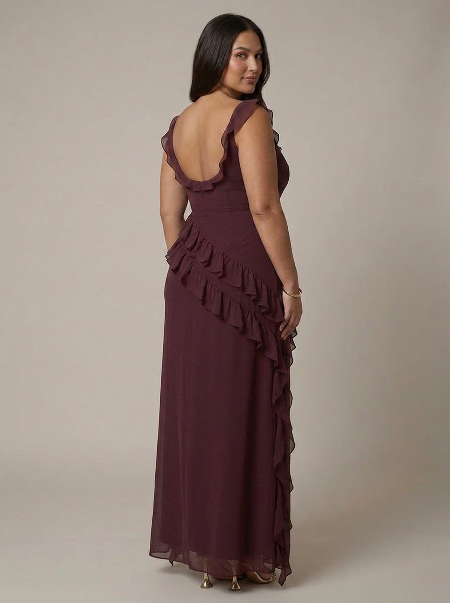 Daphne | Chiffon Square Neck Maxi Dress