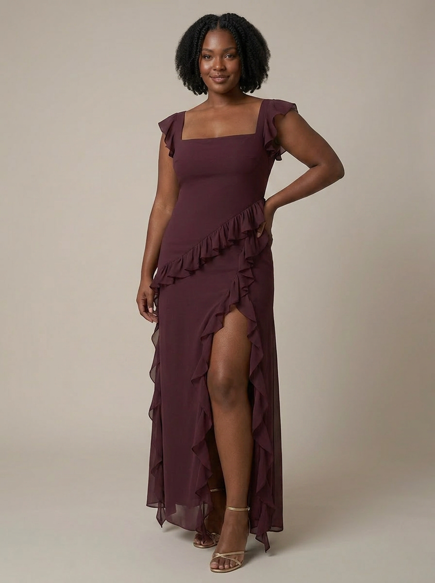 Daphne | Chiffon Square Neck Maxi Dress