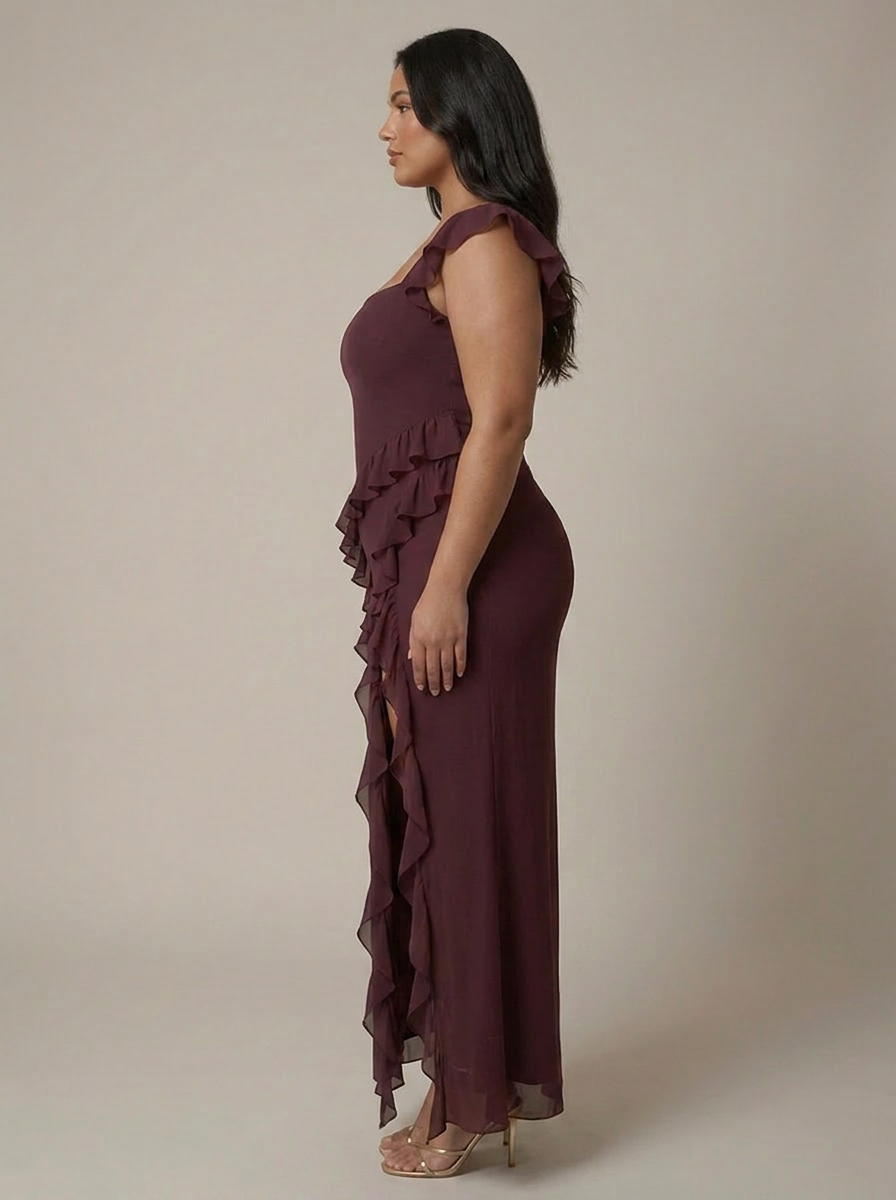 Daphne | Chiffon Square Neck Maxi Dress