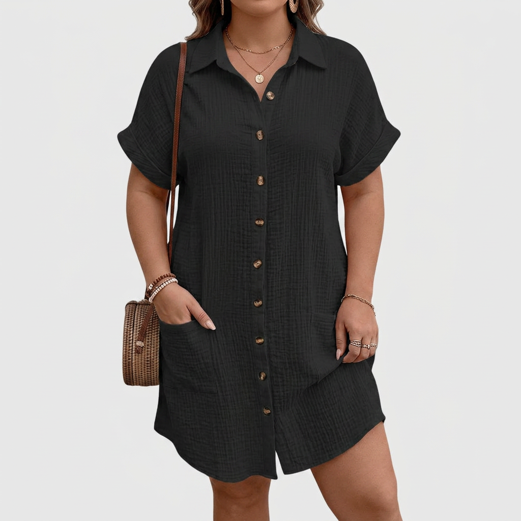 Kristen | Linen Collared Shirt Dress