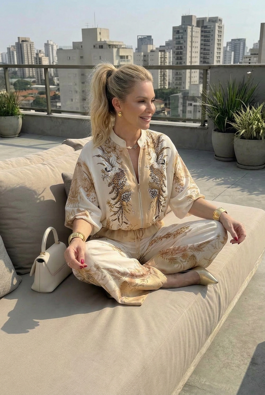 Callie | Border Print Two-Piece Set