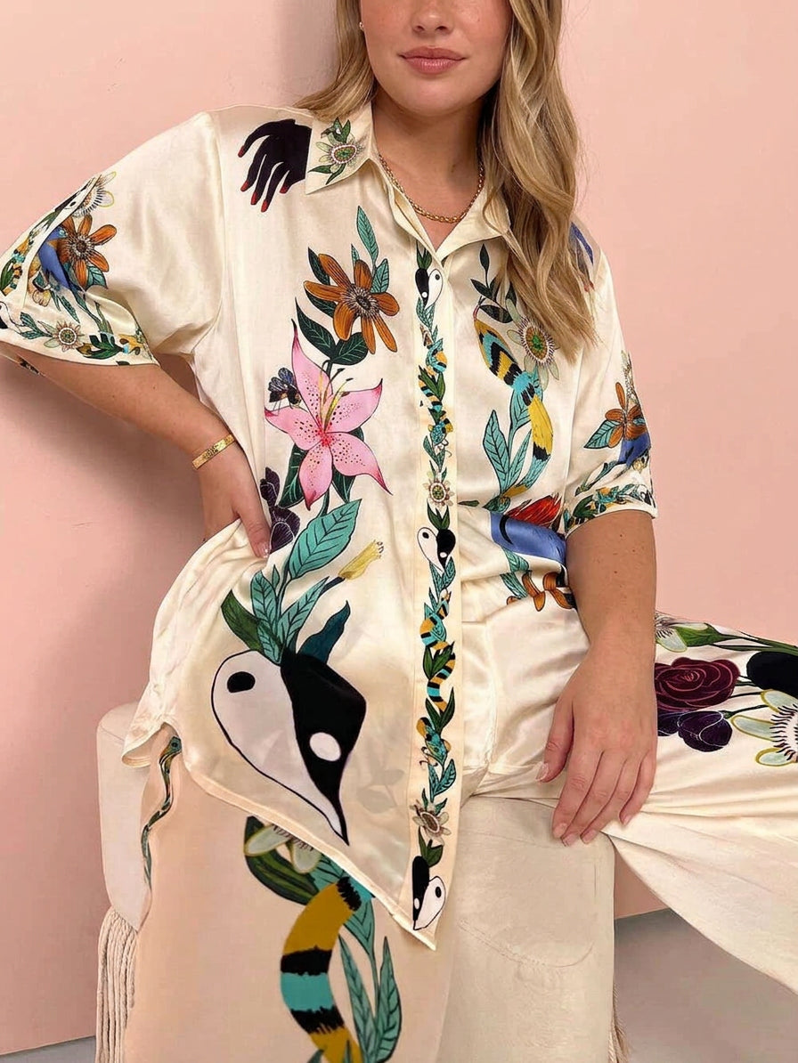 Rosa | Satin Floral Two-Piece Set