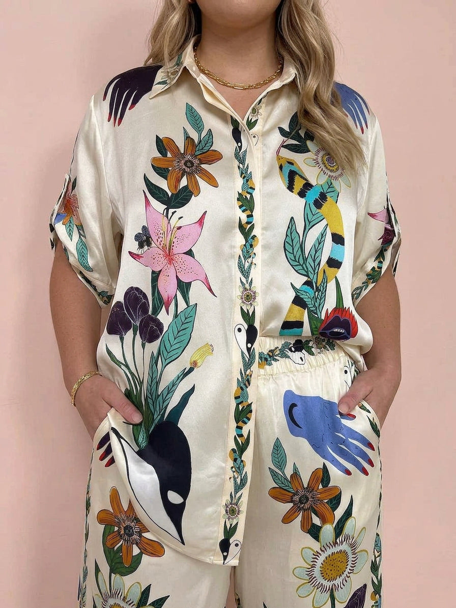 Rosa | Satin Floral Two-Piece Set