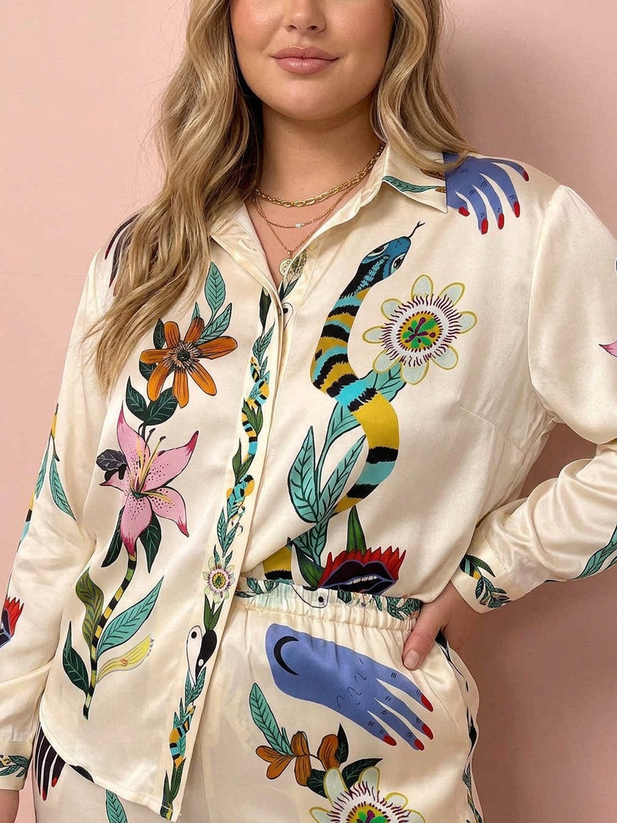 Rosa | Satin Floral Two-Piece Set
