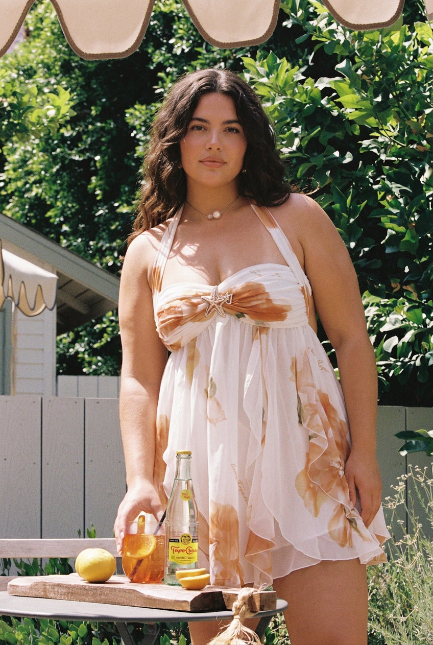 Diane | Chiffon Floral Halter Mini Dress