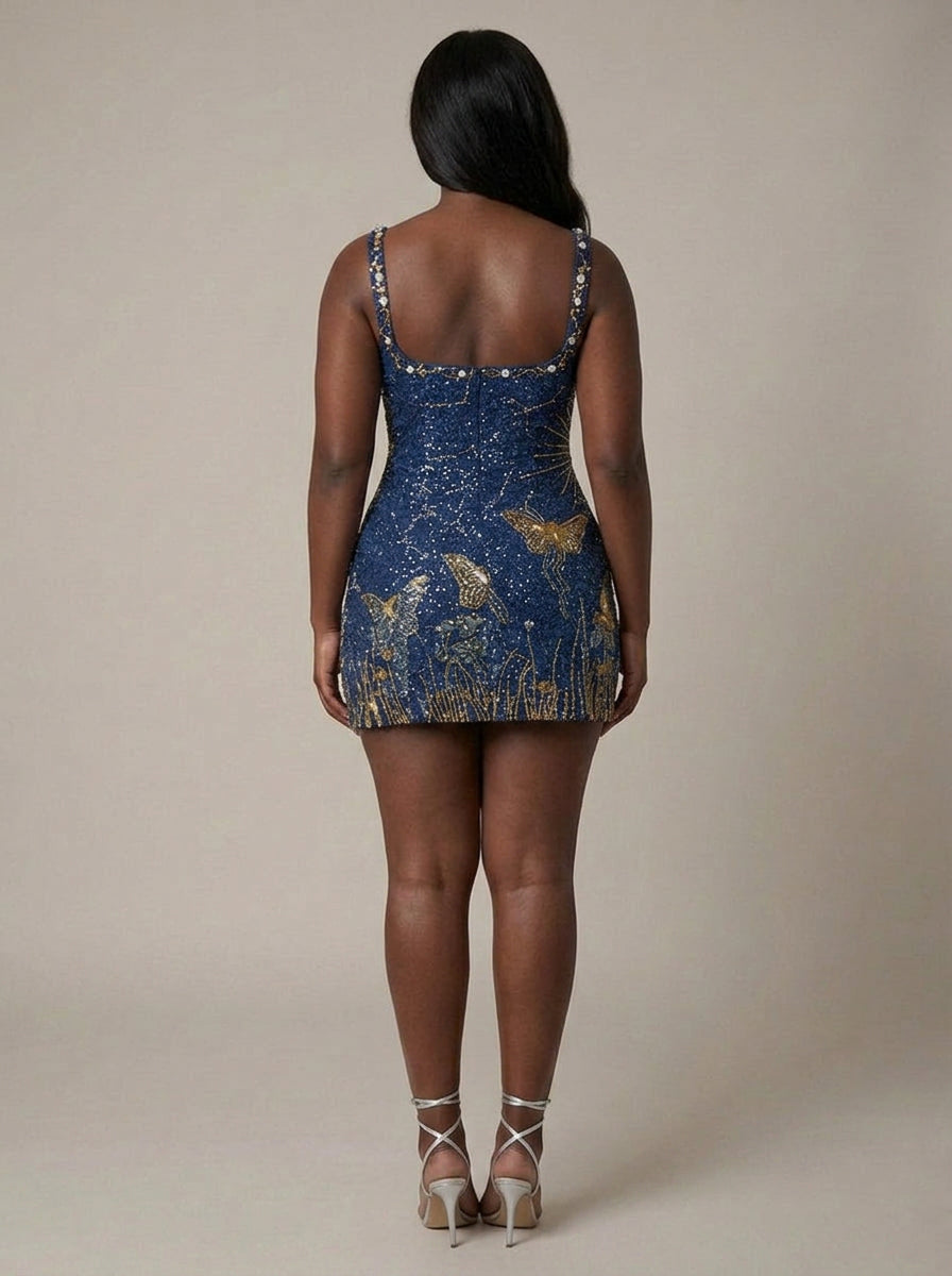 Dominique | Sequin Square Neck Mini Dress