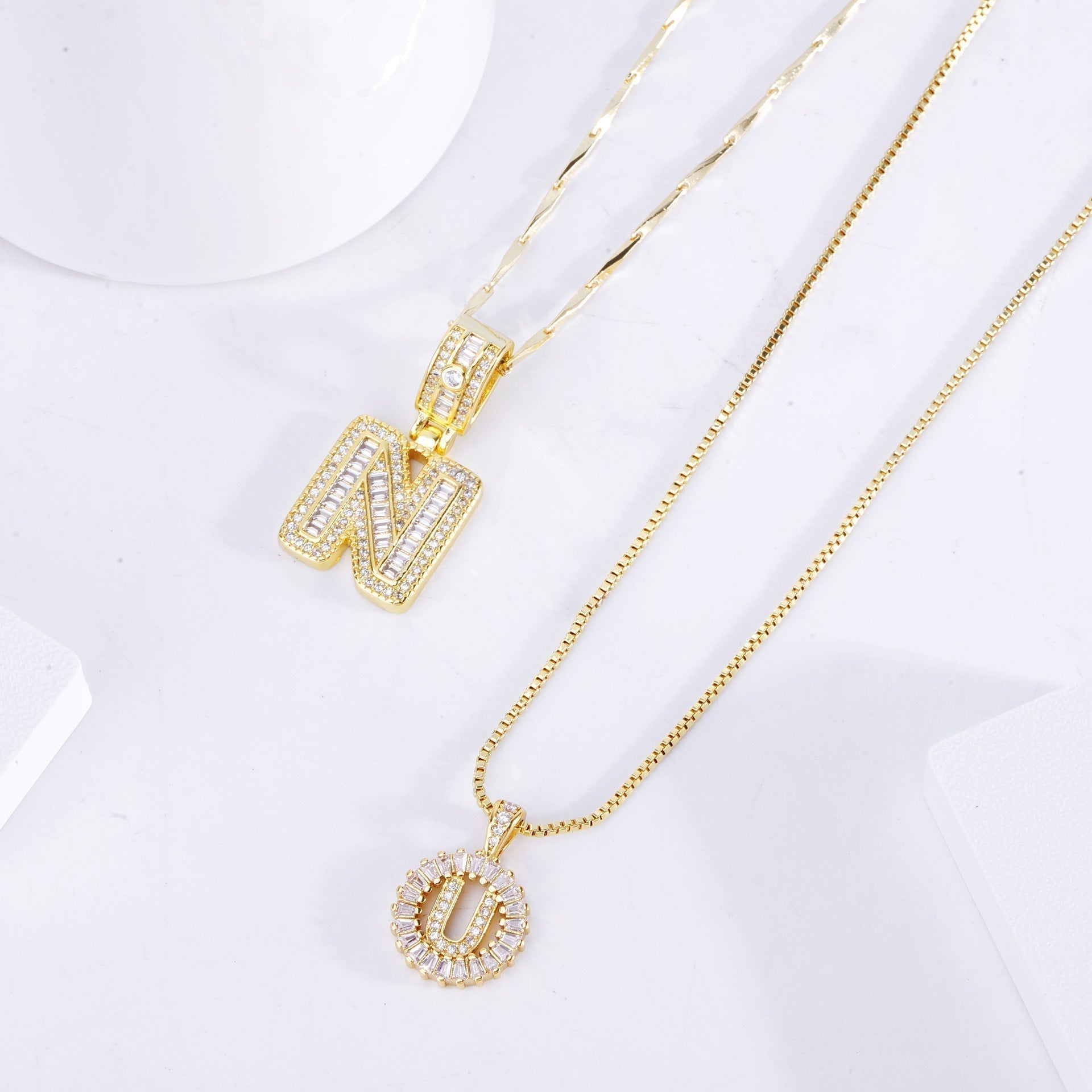 Beatrice | Initial Pendant Cubic Zirconia Necklace Set for Women