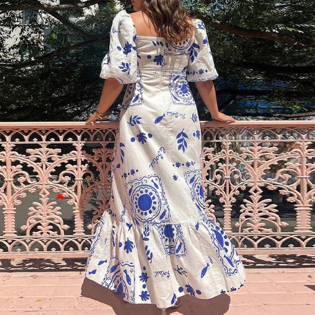 Annie | Floral Square Neck Maxi Dress