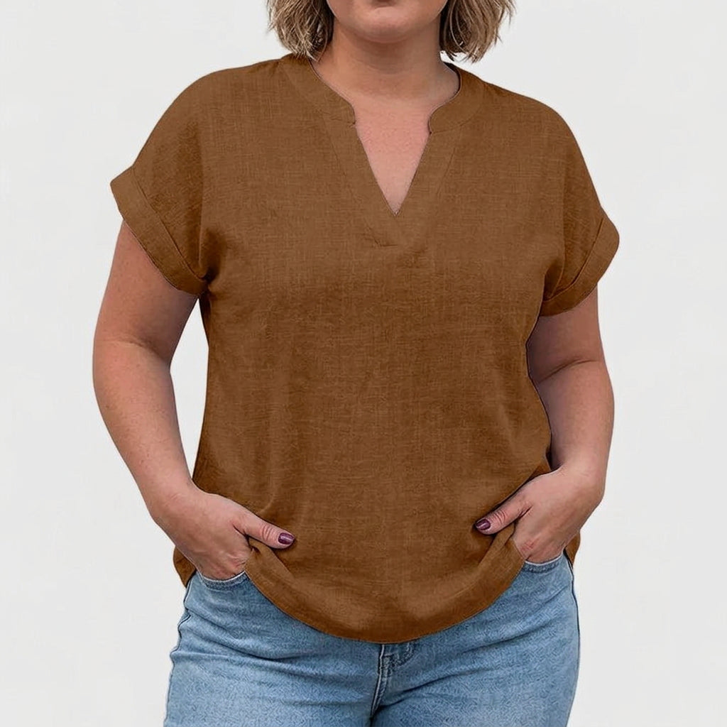 Peggy | Linen Short Sleeve Blouse