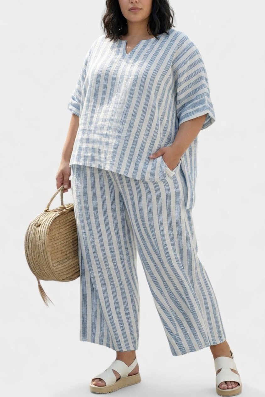 Nichole | Linen Striped Two-Piece Set