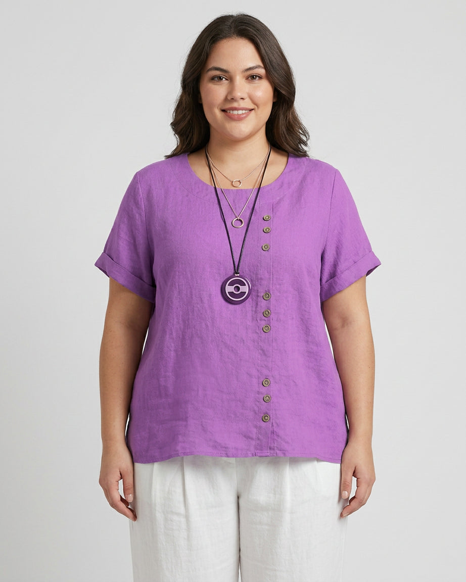 Wendy | Linen Round Neck Blouse