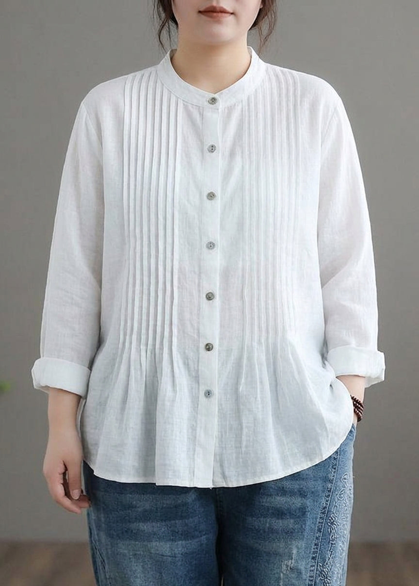Jennifer | Linen Mock Neck Blouse