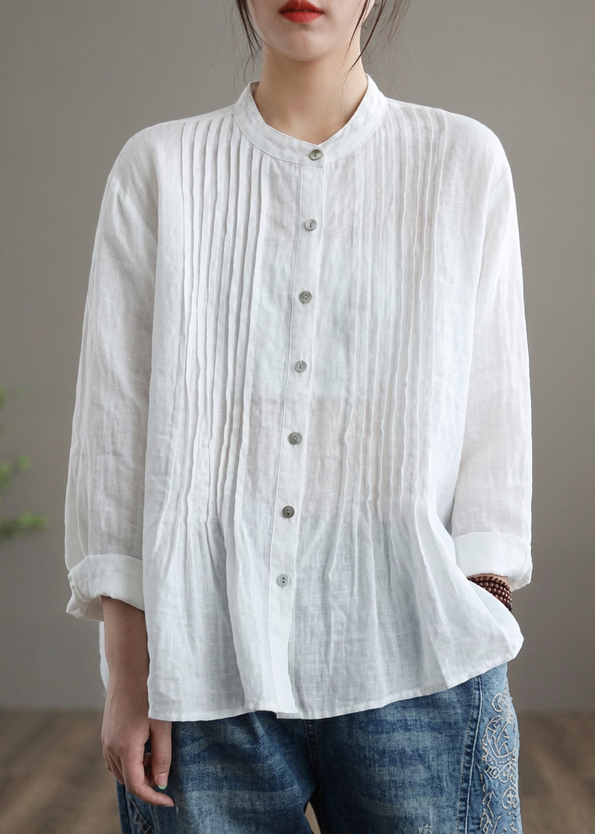 Jennifer | Linen Mock Neck Blouse