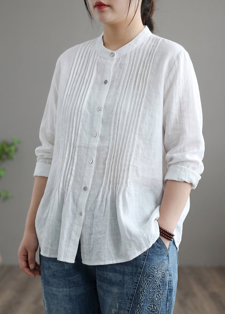 Jennifer | Linen Mock Neck Blouse