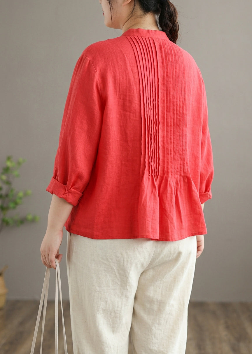 Jennifer | Linen Mock Neck Blouse