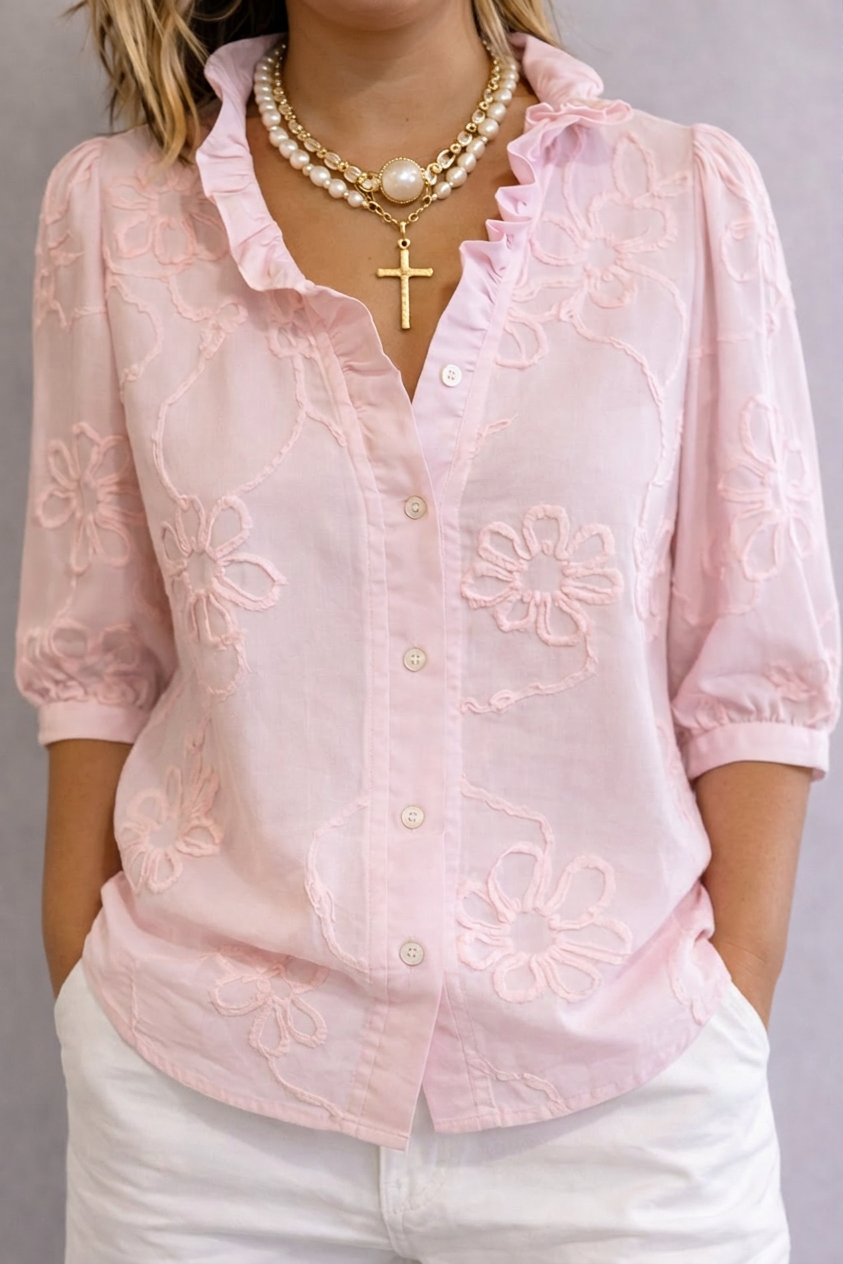 Linda | Floral Round Neck Blouse