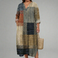 Autumn | Geometric V-Neck Midi Dress