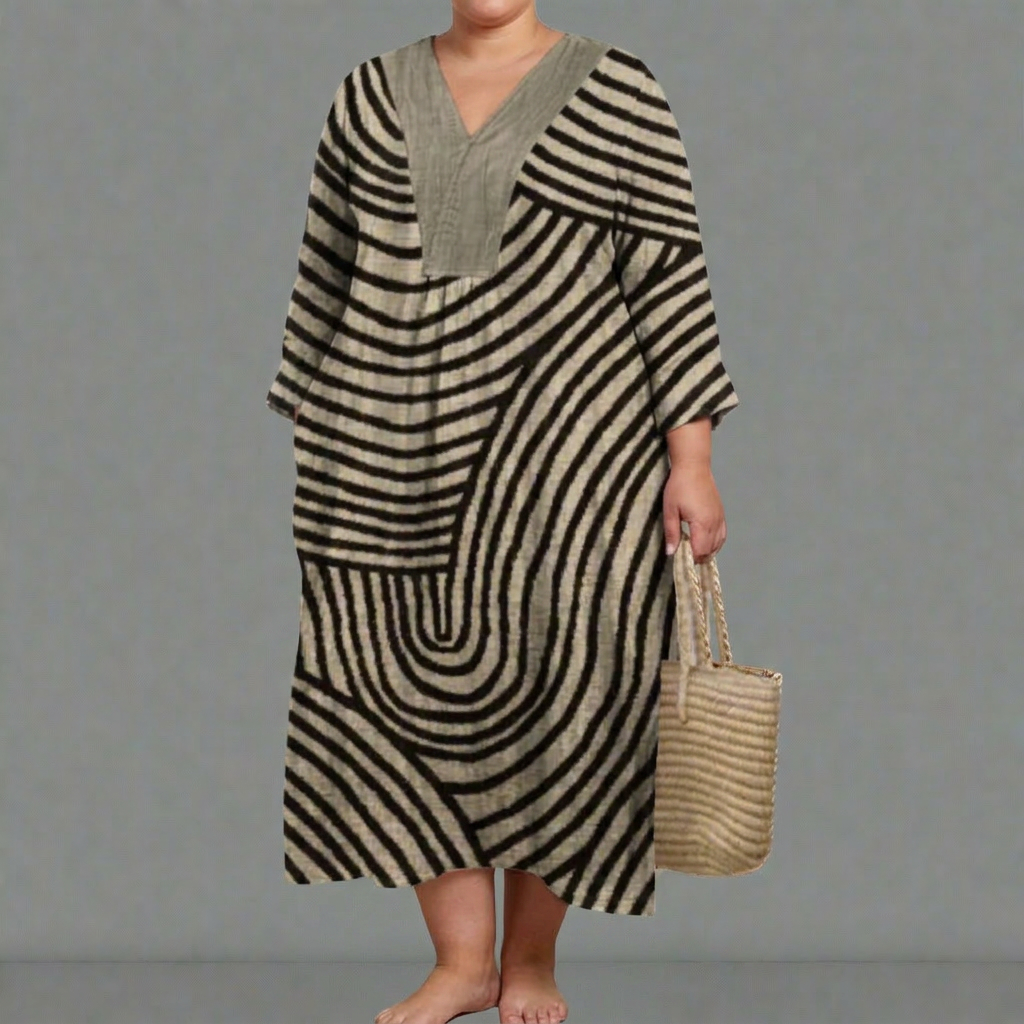 Alexa | Striped V-Neck Midi Dress