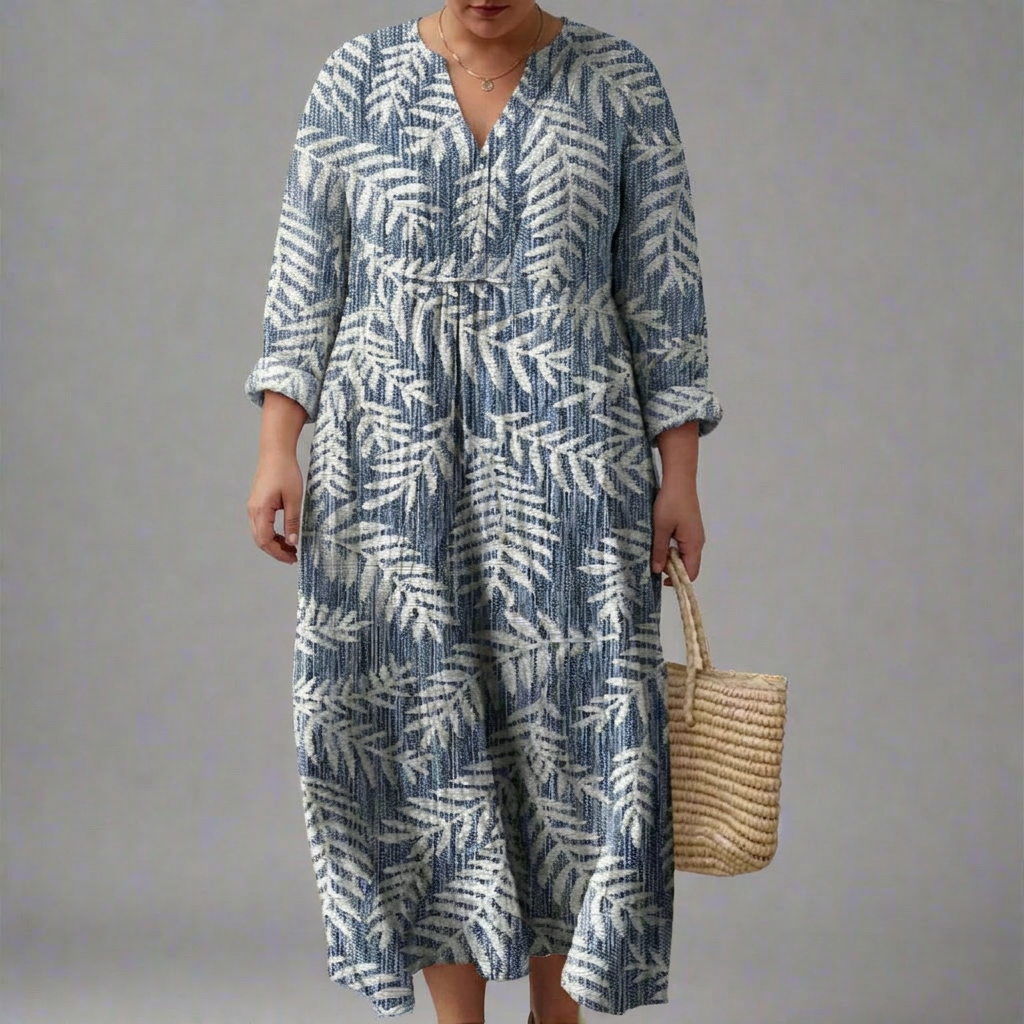 Emma | Tropical V-Neck Midi Dress