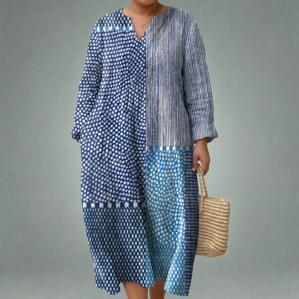 Anne | Striped V-Neck Midi Dress