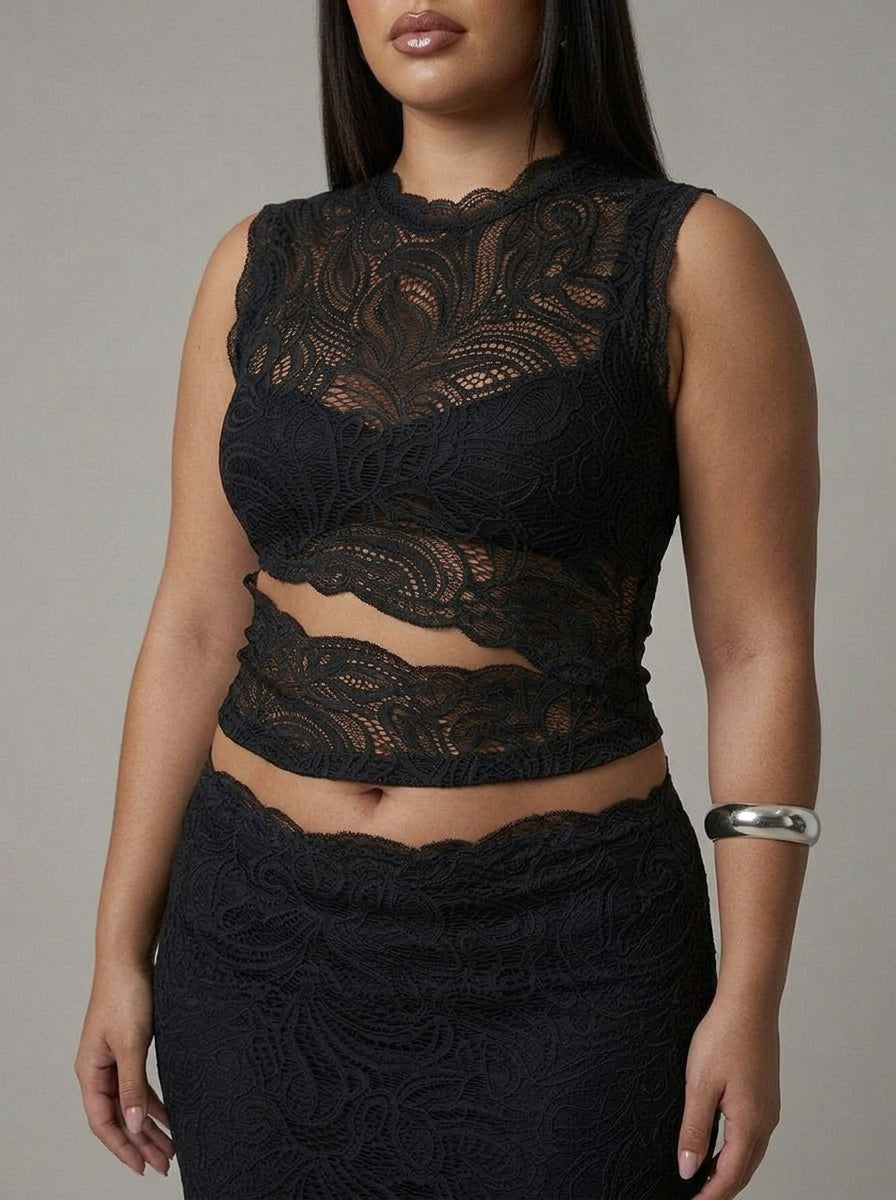 Meadow | Lace Sleeveless Two-Piece Skirt Set
