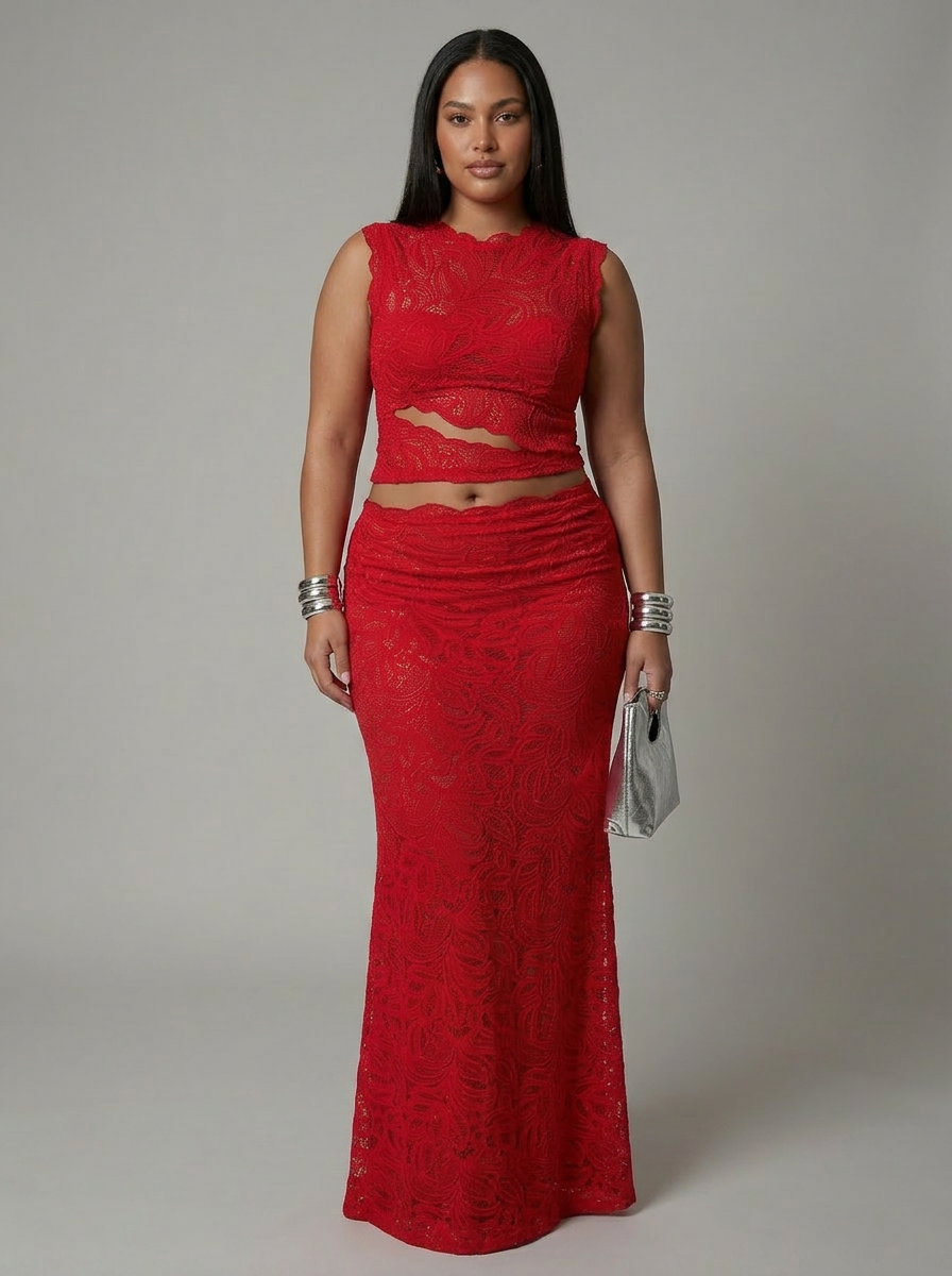 Meadow | Lace Sleeveless Two-Piece Skirt Set