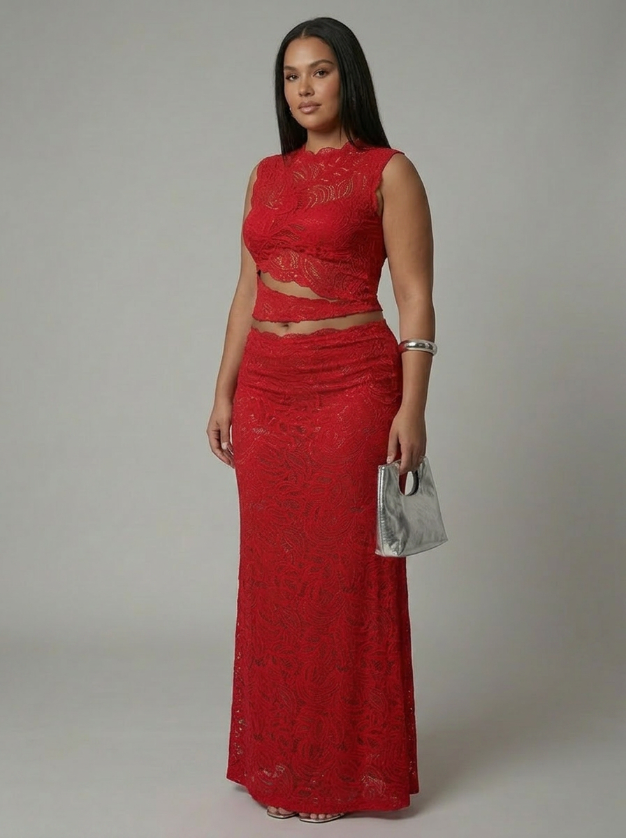 Meadow | Lace Sleeveless Two-Piece Skirt Set