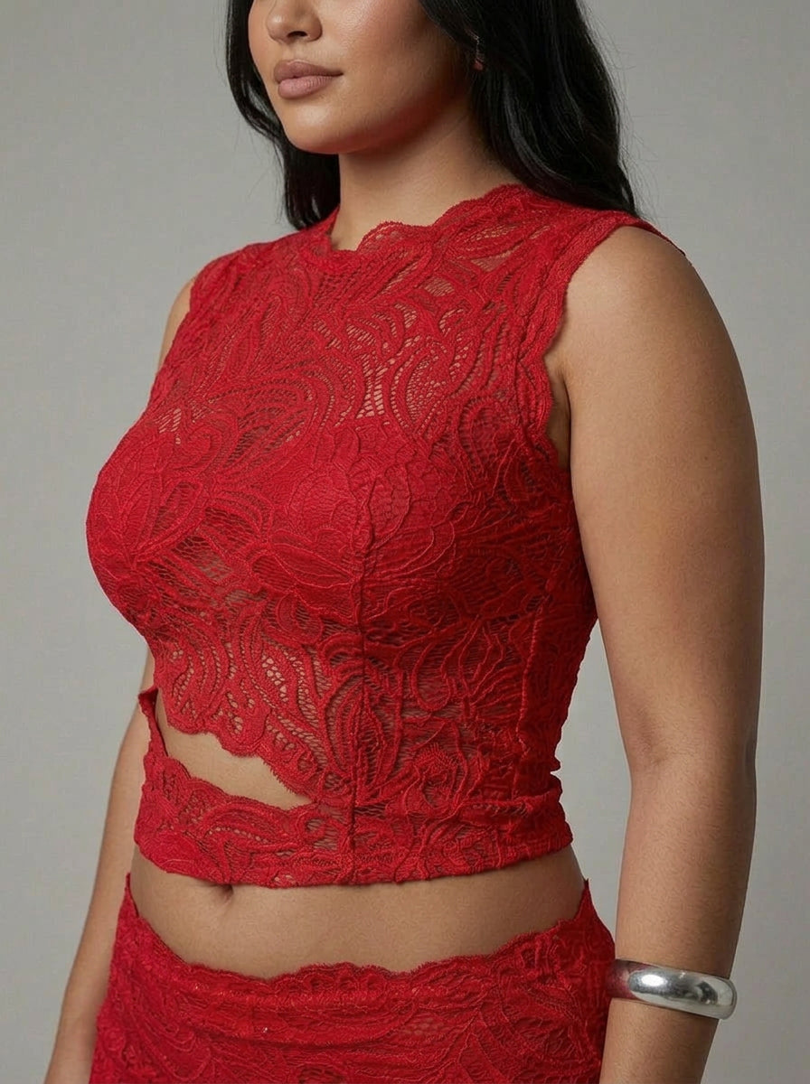 Meadow | Lace Sleeveless Two-Piece Skirt Set