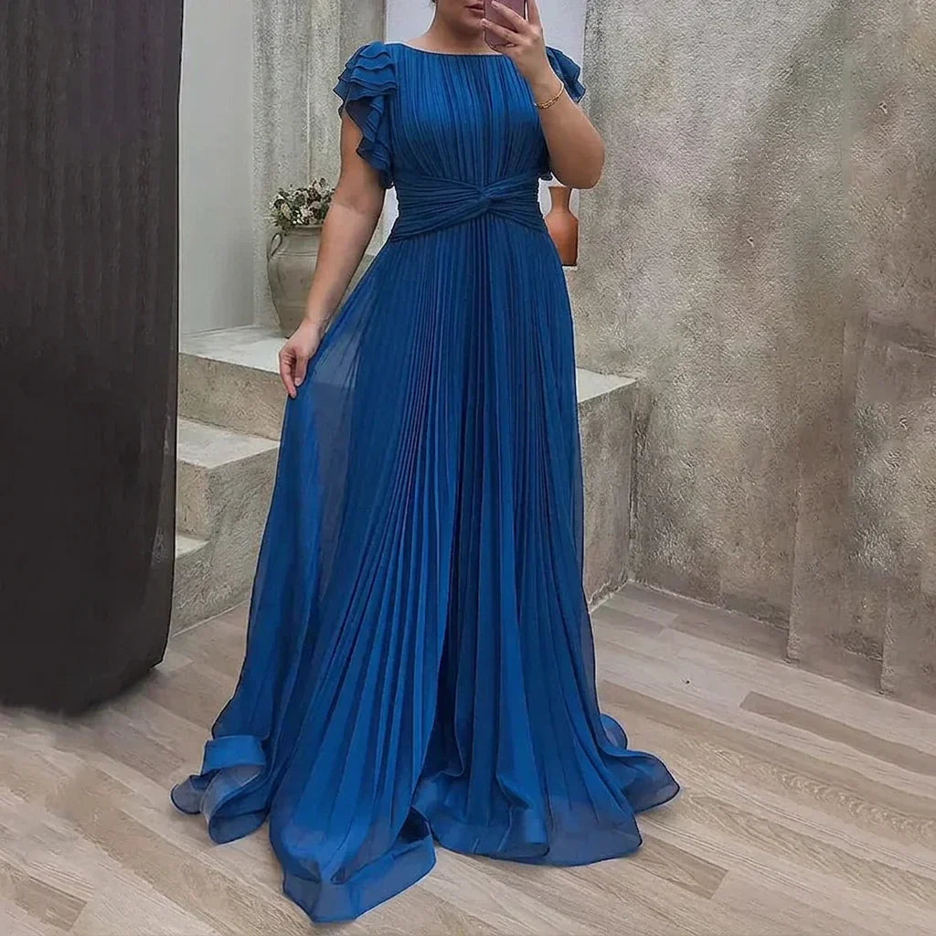 Jolene | Chiffon Round Neck Maxi Dress