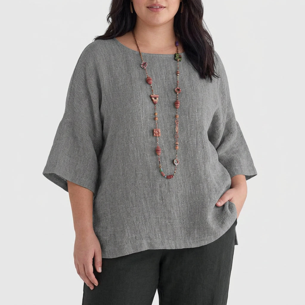 Adeline | Linen Round Neck Blouse