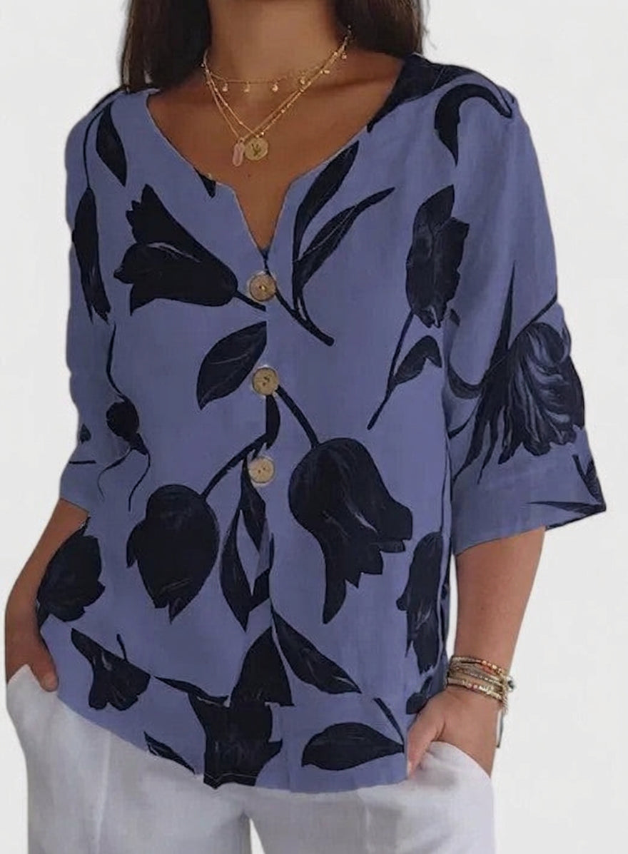 Eloise | Linen V-Neck Blouse