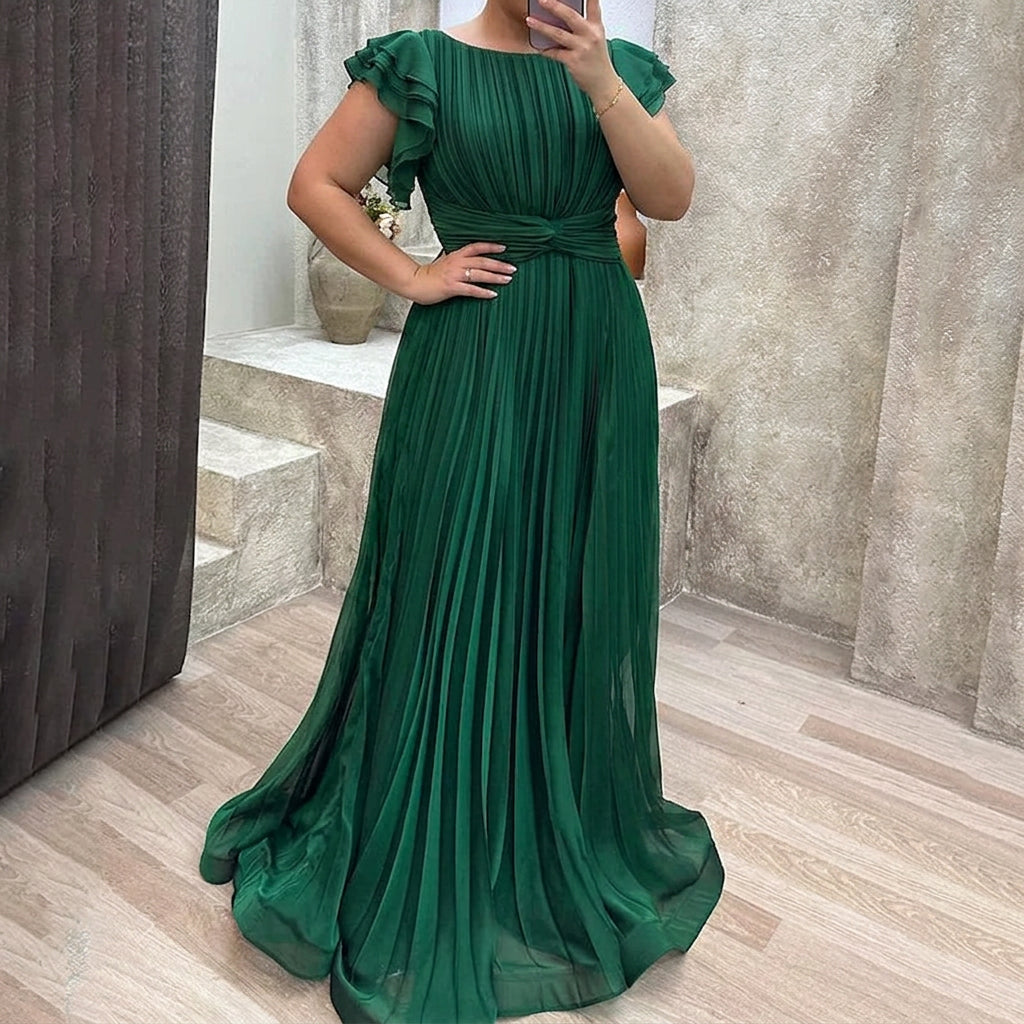 Jolene | Chiffon Round Neck Maxi Dress