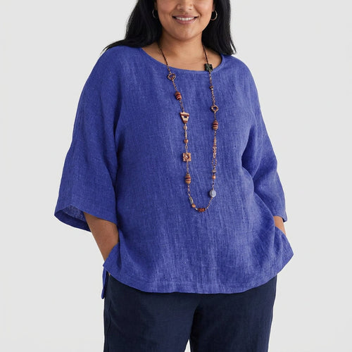 Adeline | Linen Round Neck Blouse
