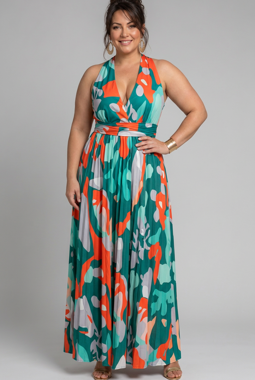 Carla | Abstract V-Neck Maxi Dress