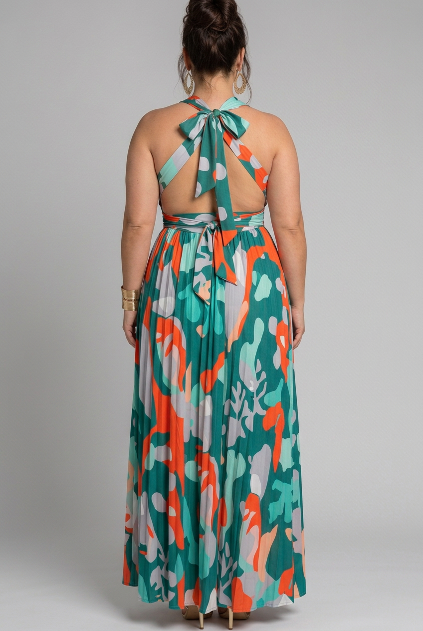 Carla | Abstract V-Neck Maxi Dress