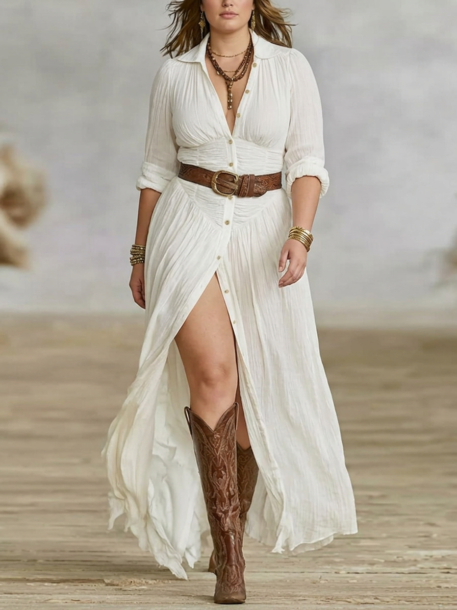 Alyssa | Cotton Collared Maxi Dress