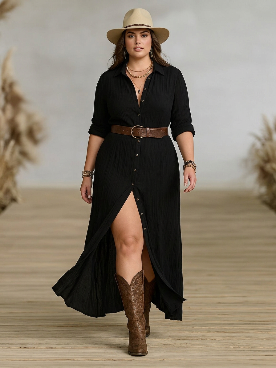 Alyssa | Cotton Collared Maxi Dress